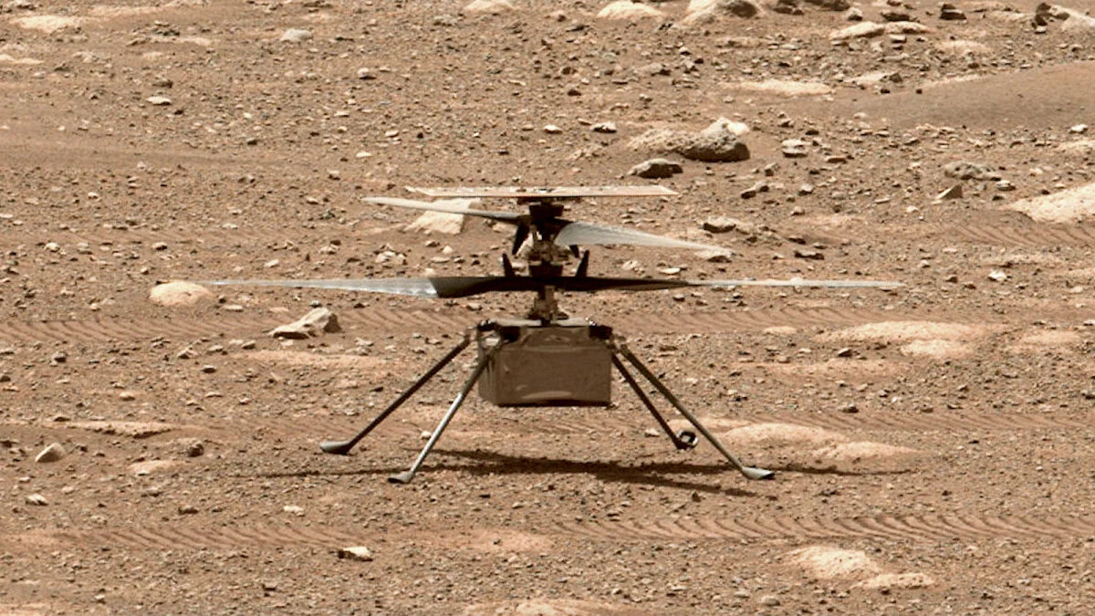 NASA's Ingenuity Mars Helicopter during its first flight on Mars