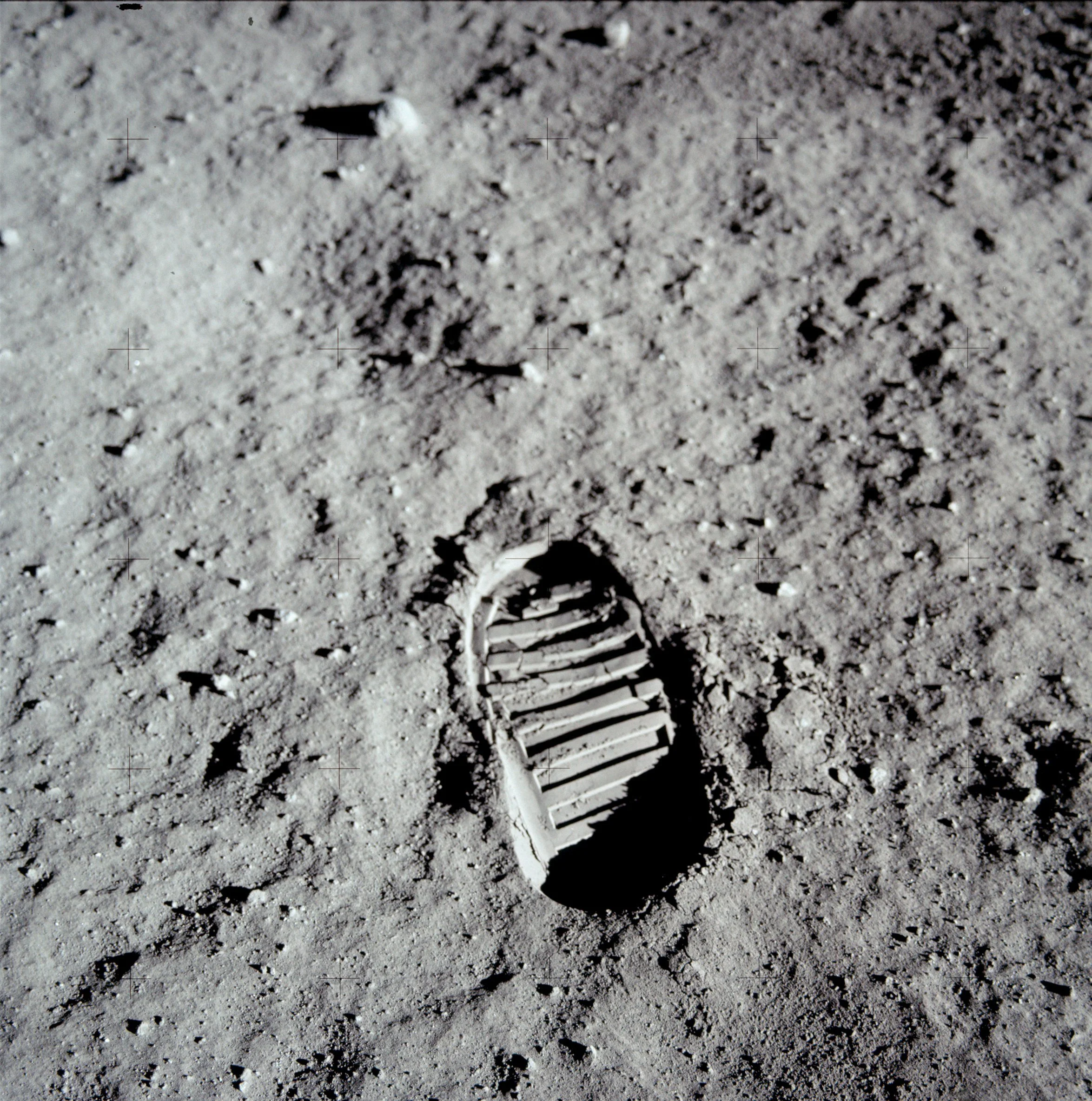 Buzz Aldrin's bootprint in the lunar soil at Tranquility Base